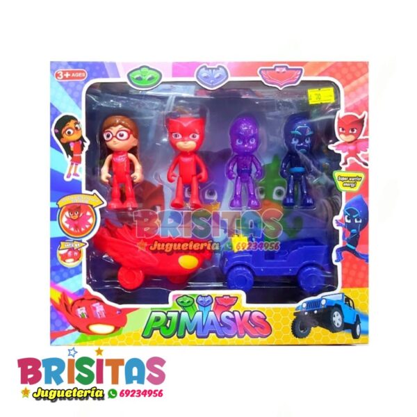 Pj Masks (4 Personajes) + Vehículos