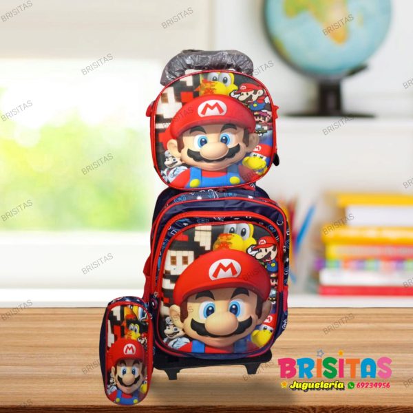 Mochila Mario 3 piezas Tam Oficio (Con Ruedas)