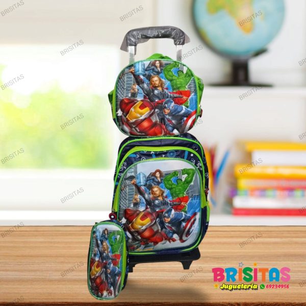 Mochila Avengers 3 piezas Tam Oficio (Con Ruedas)