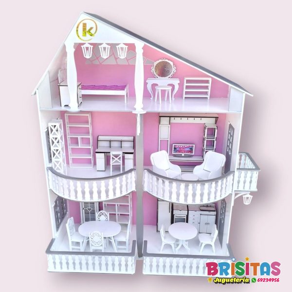 Casa de muñecas Mansión Rosa y gris