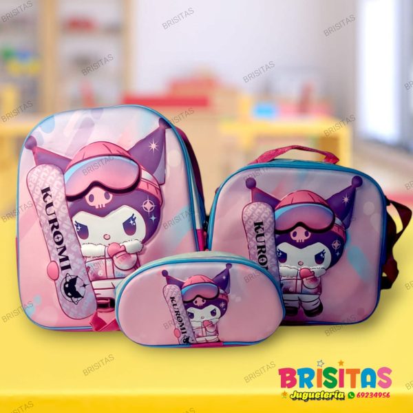 Mochila Pequeña 3 Piezas Kuromi