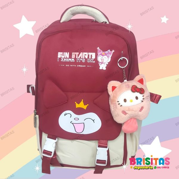 Mochila Tamaño Oficio + Llavero Kuromi 2