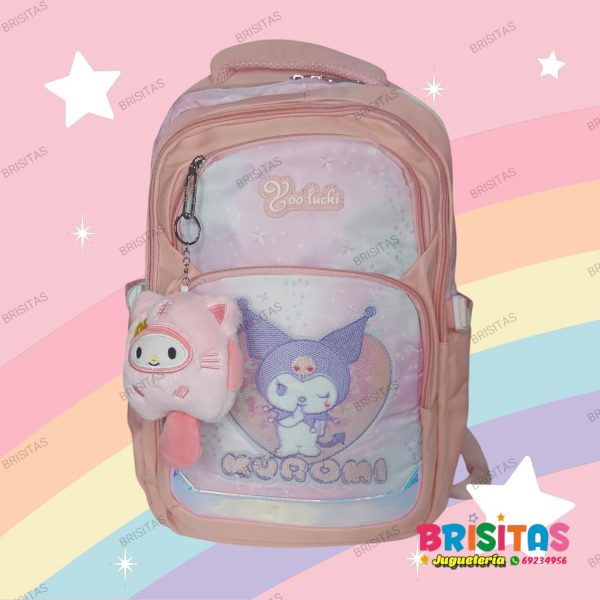 Mochila Tamaño Oficio + Llavero Kuromi 3