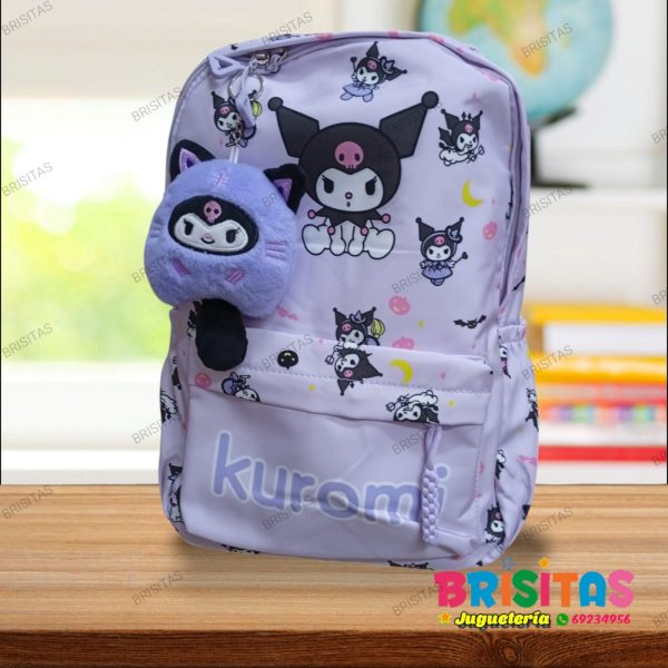 Mochila Kuromi Morado + Llavero Tamaño Oficio