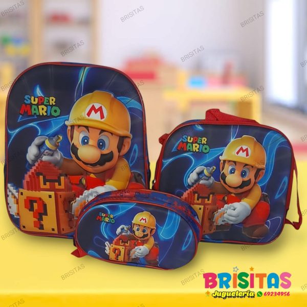 Mochila Pequeña 3 Piezas Súper Mario