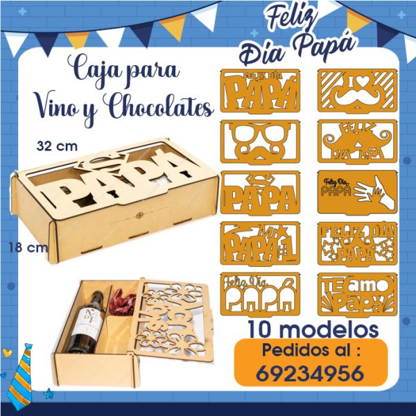 Caja Rectangular para Vino y Chocolates