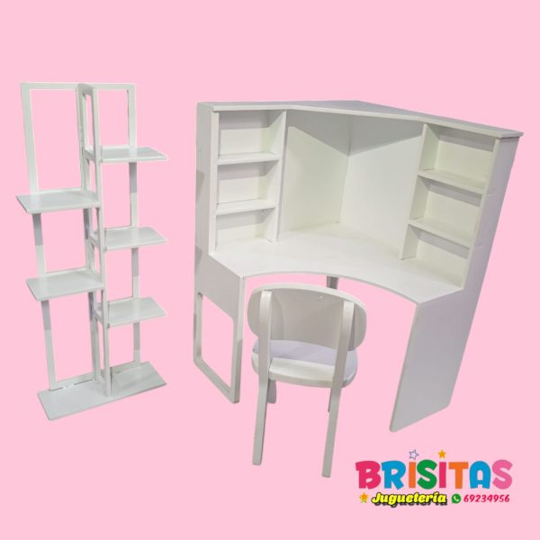 Juego de Oficina p/muñecas 3 piezas MDF