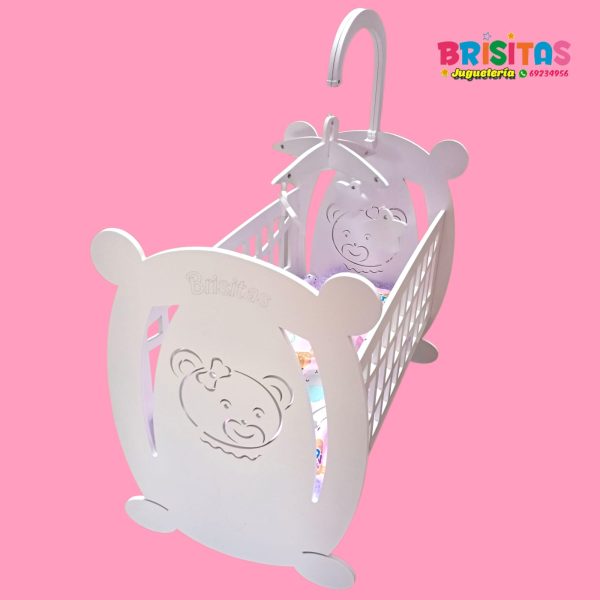 Cuna para Muñecas Osito Blanco