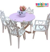 Juego de Comedor Corazón p/muñecas MDF