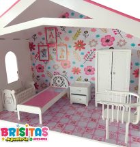 Juego de dormitorio p/muñecas + cuna oso