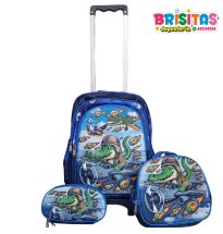 Mochila Escolar 3 piezas Cocodrilo