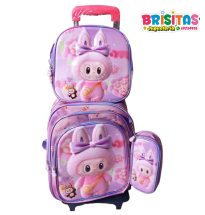 Mochila Escolar 3 piezas Labubu rosa