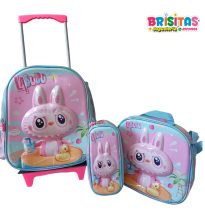 Mochila Inicial Labubu rosa 3 piezas