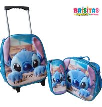 Mochila Inicial Stitch celeste 3 piezas
