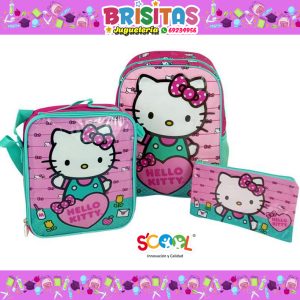 Mochila Hello Kitty  tamaño A4  3 piezas
