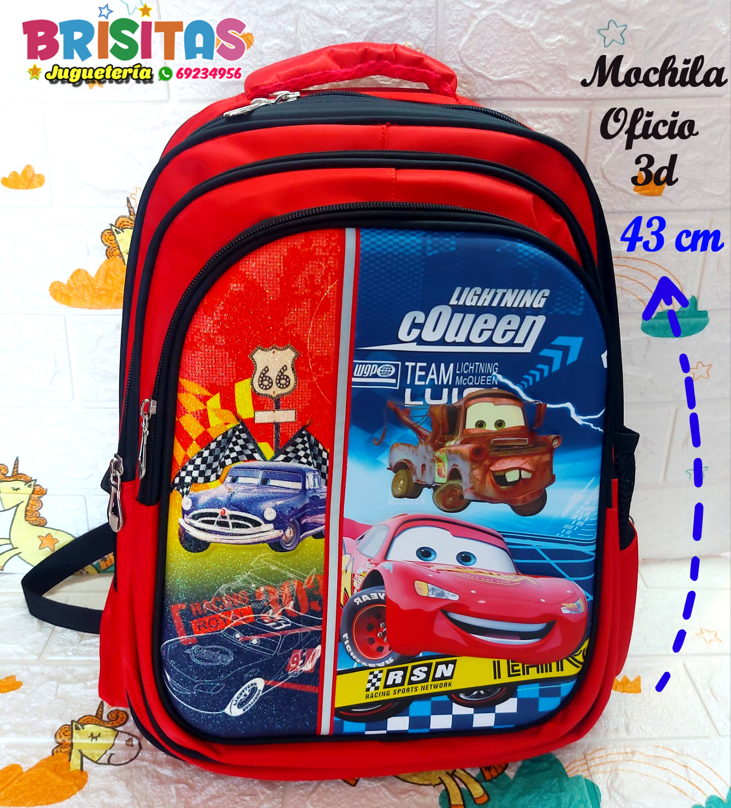 Mochila 3D Cars (Tamaño Oficio)