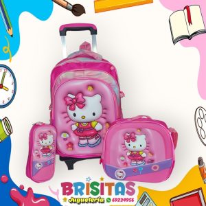 Mochila Hello Kitty tam oficio rueda escaladora  engomada