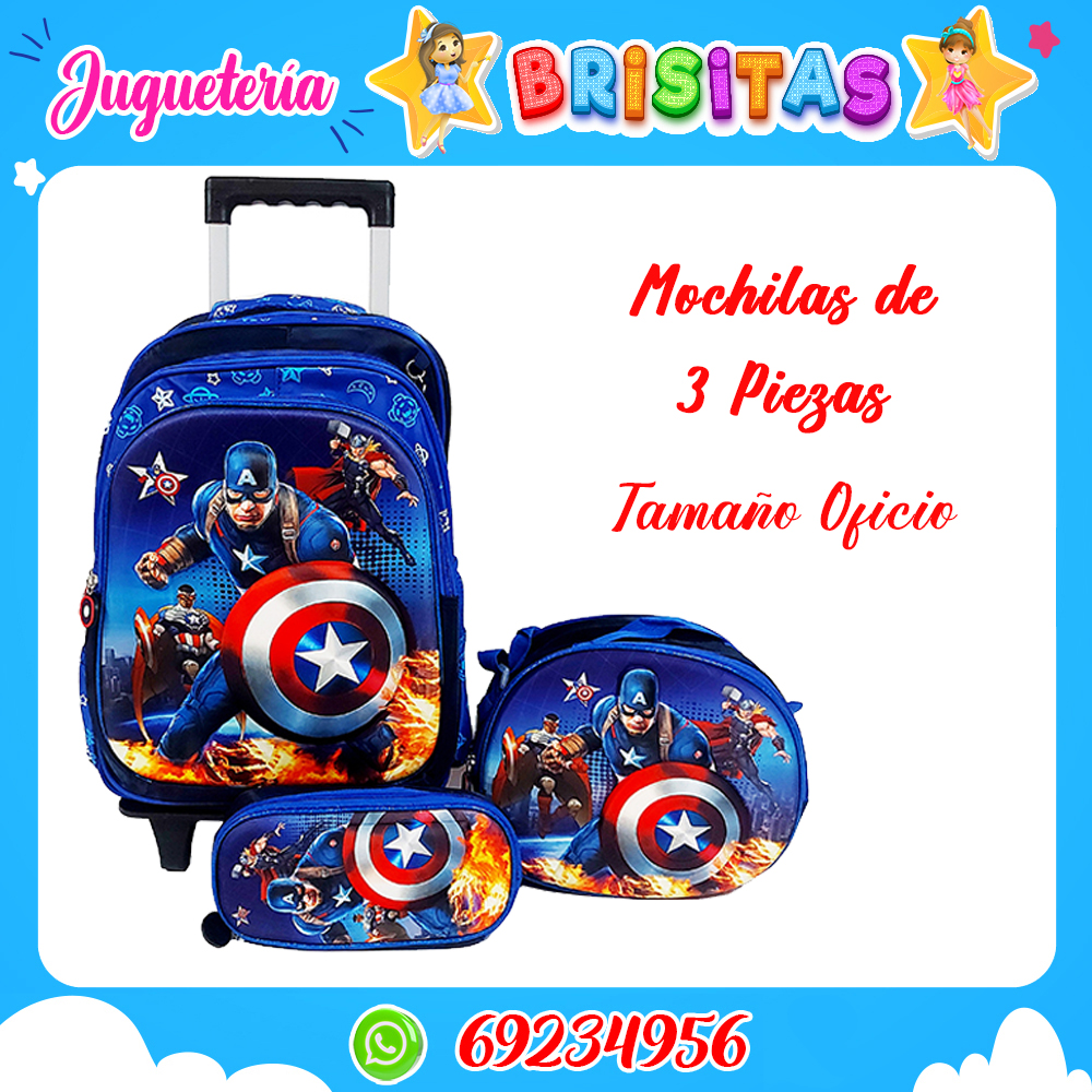Mochila Capitan Americac/ruedas (3 piezas oficio) Desmontable