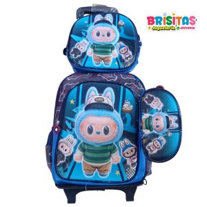 Mochila Oficio Labubu Azul 3 piezas