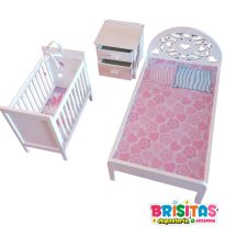 Cama p/ muñeca Barbie + cuna