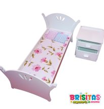 Cama p/ muñeca Barbie + velador
