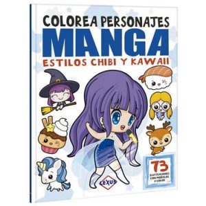 Libro Manga Colorea Personajes Estilo Chibi y Kawaii
